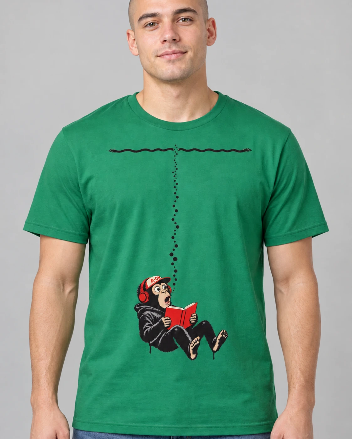 Green A-OK Deep Learning Tee, worn by a model
