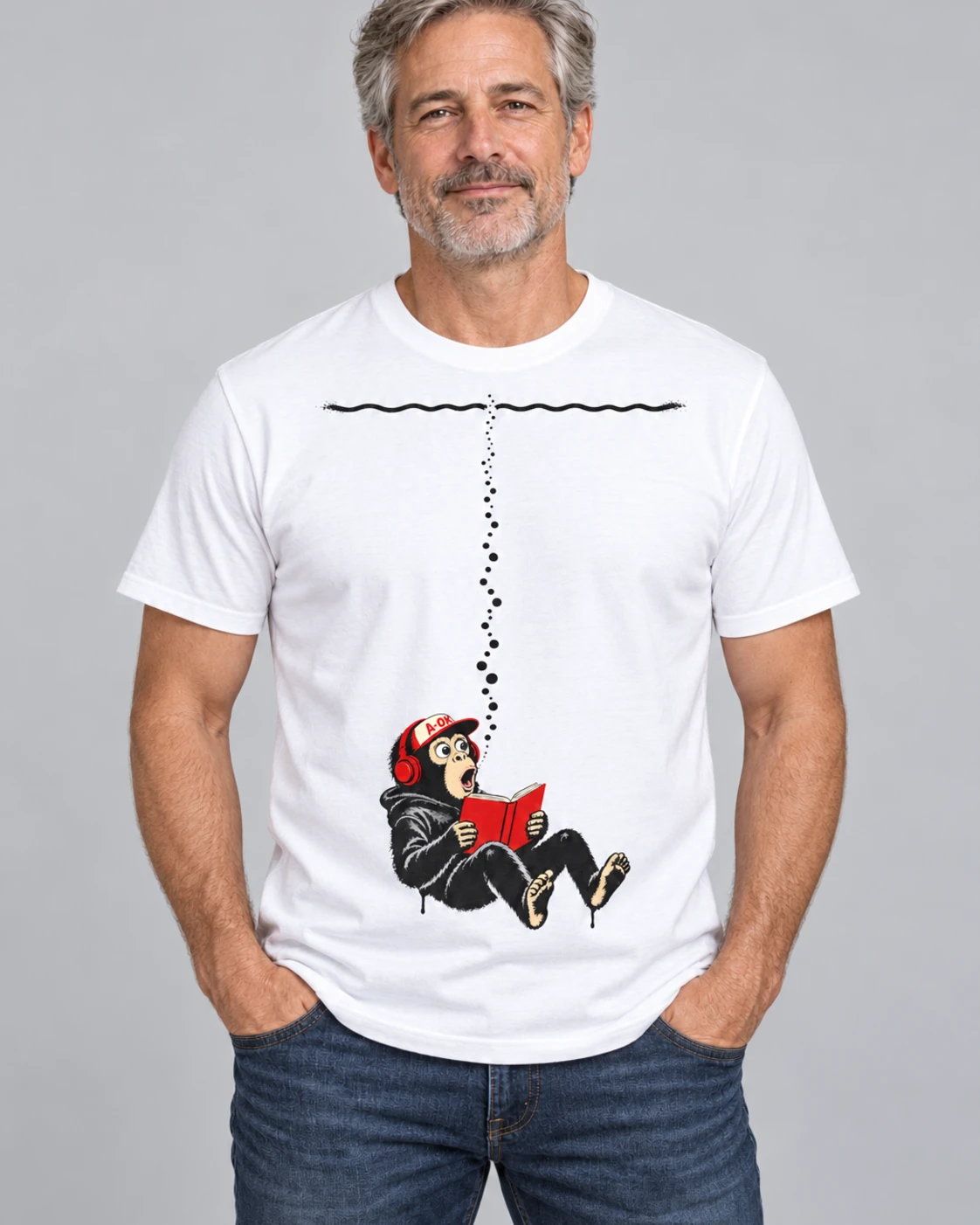 White A-OK Deep Learning Tee, worn by a model