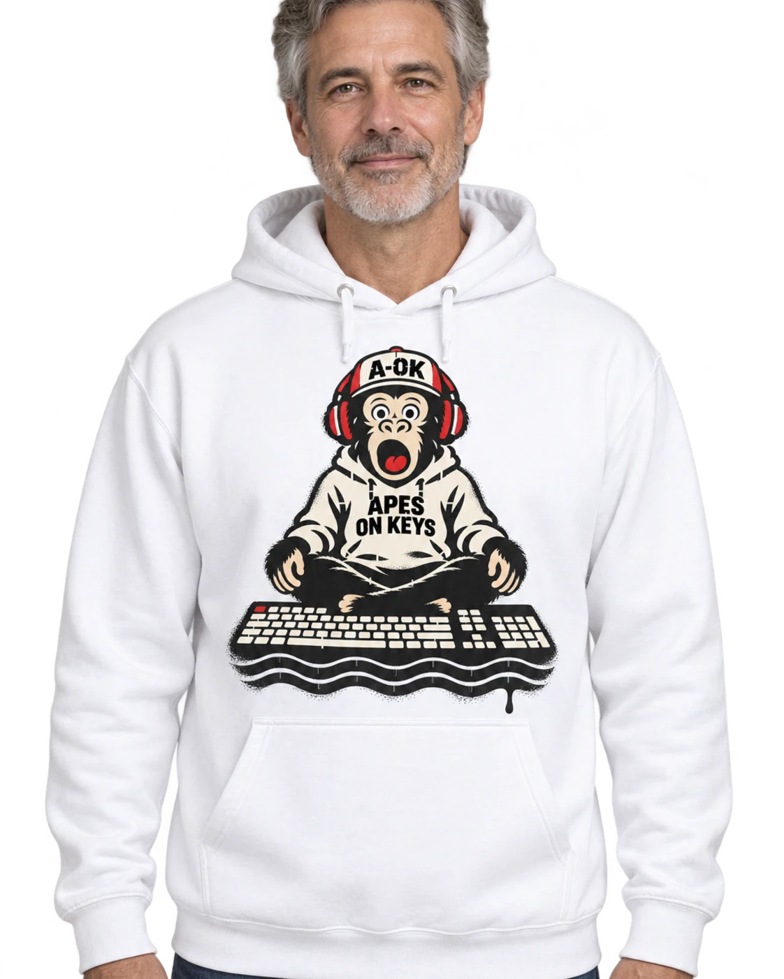 White A-OK Drift Hoodie, worn by a model