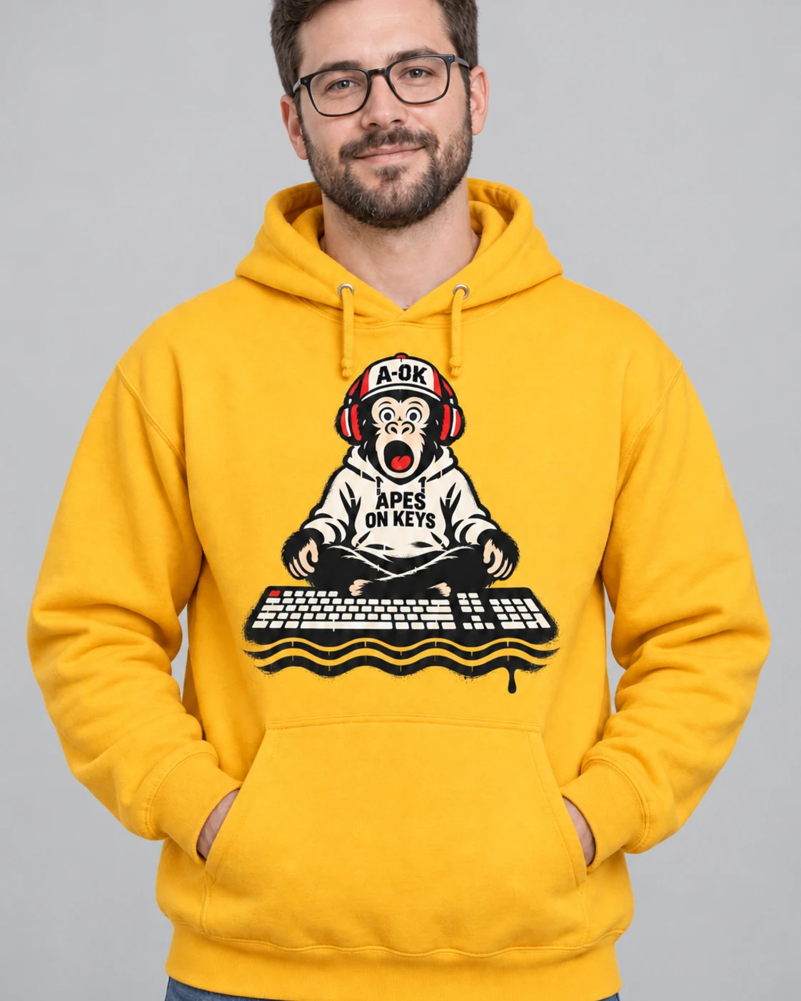 Yellow A-OK Drift Hoodie, worn by a model
