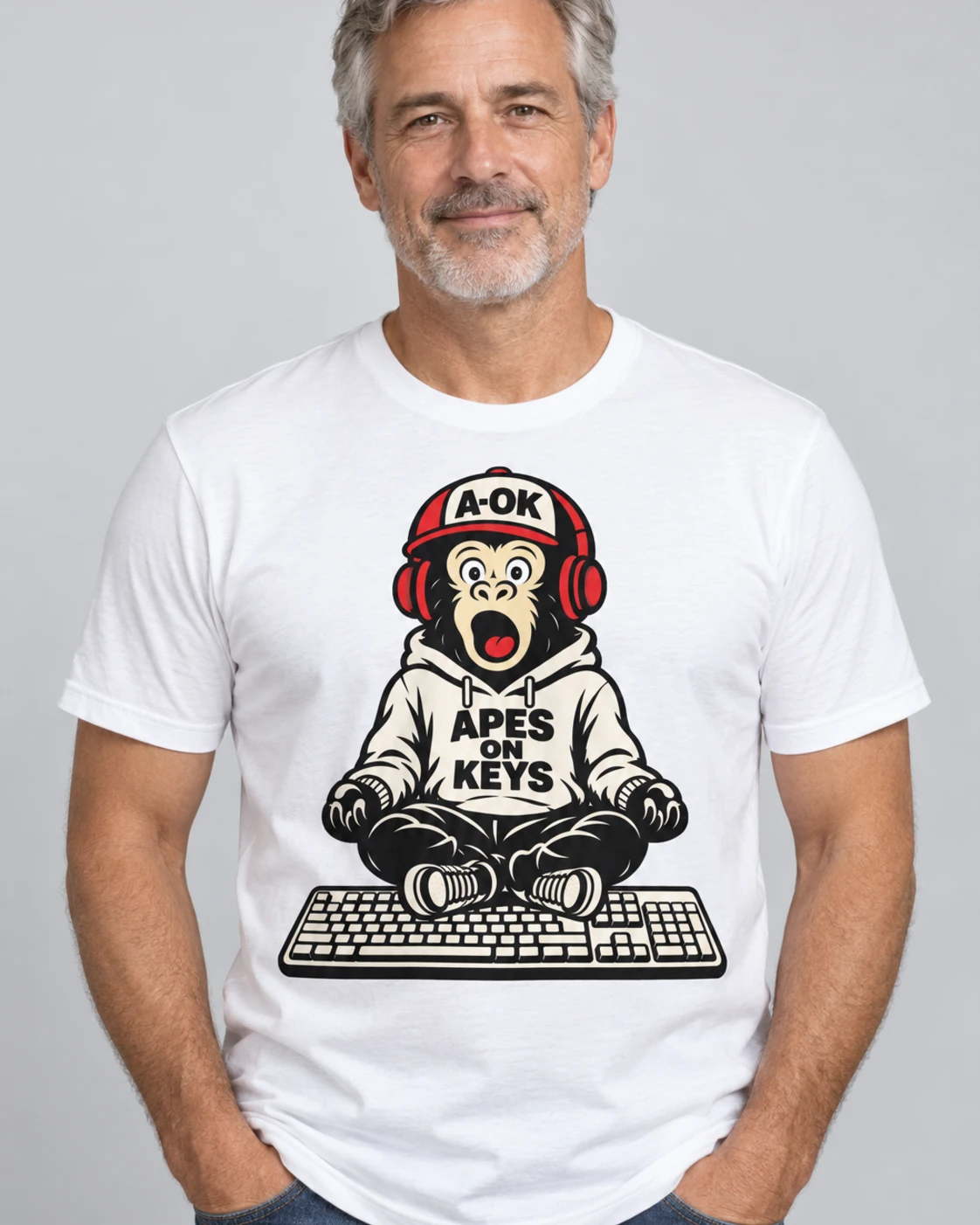 White A-OK Drift Tee, worn by a model