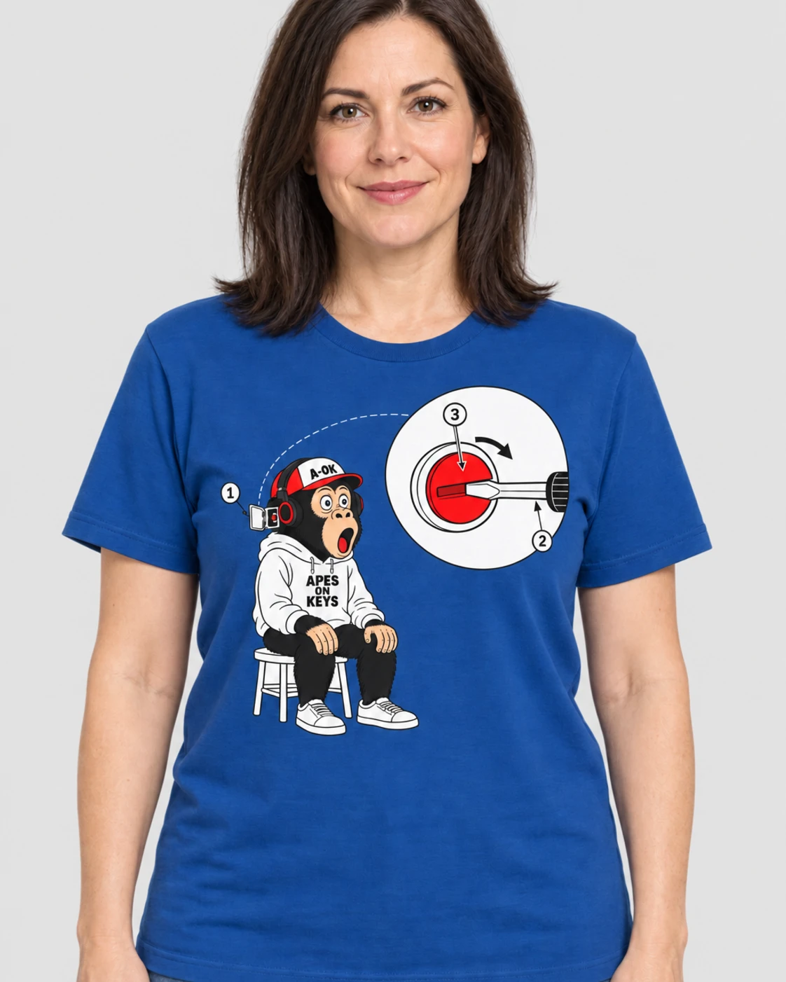 Blue A-OK Fine-Tuning Tee, worn by a model