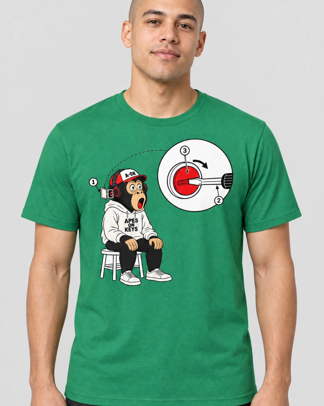 Green A-OK Fine-Tuning Tee, worn by a model