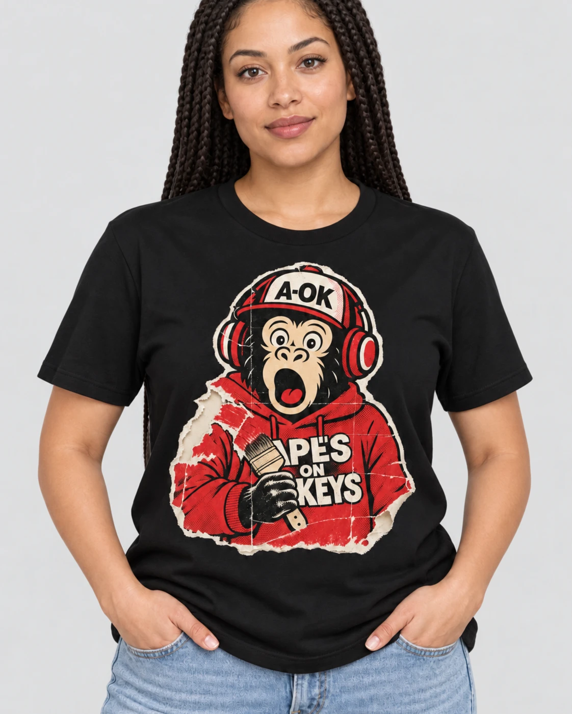 Black A-OK Inpainting Tee, worn by a model
