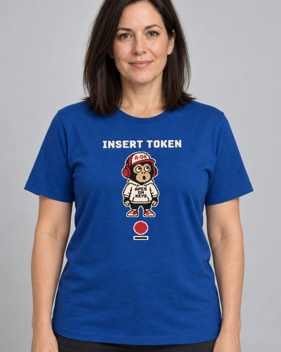 Blue A-OK Insert Token Tee, worn by a model