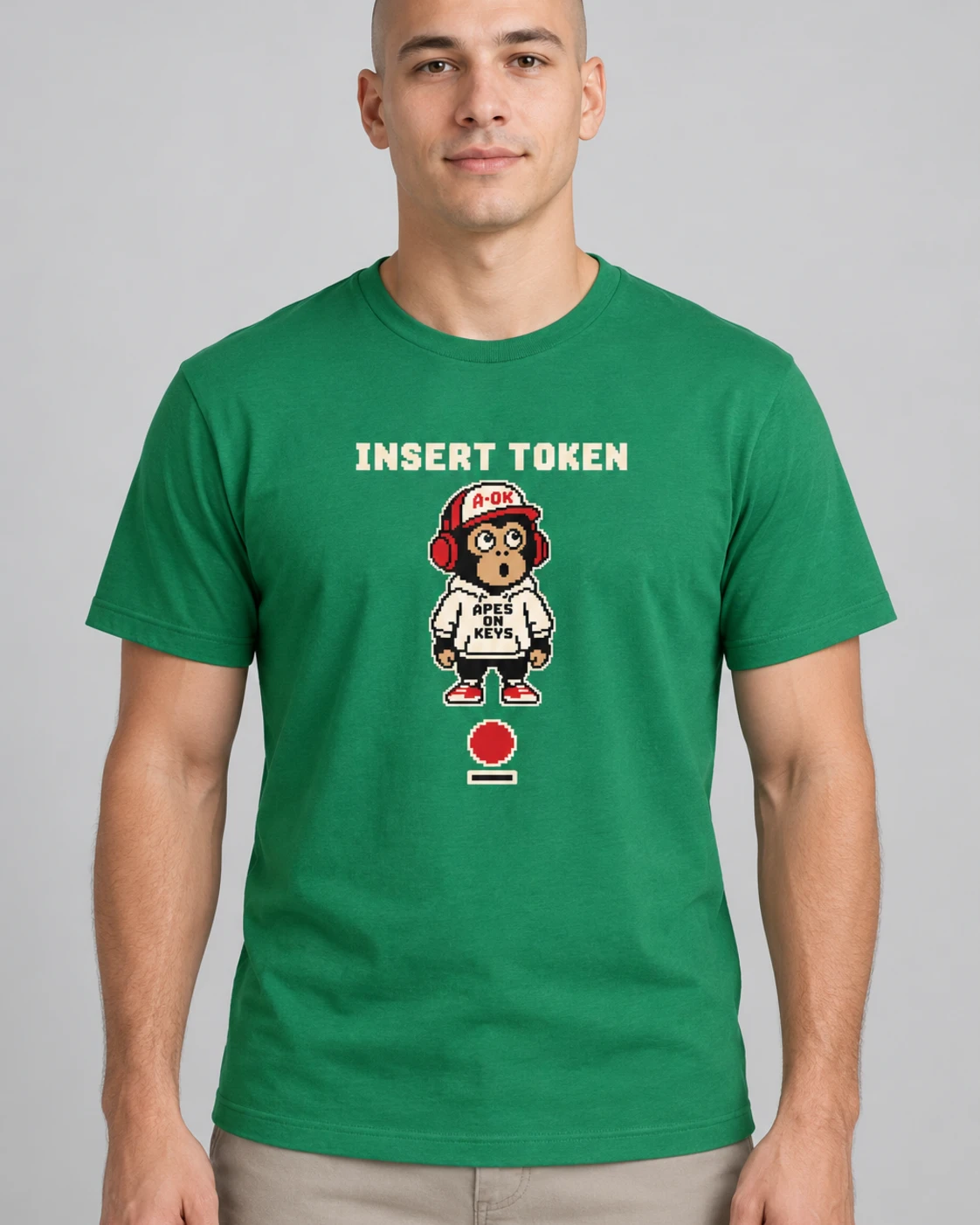 Green A-OK Insert Token Tee, worn by a model