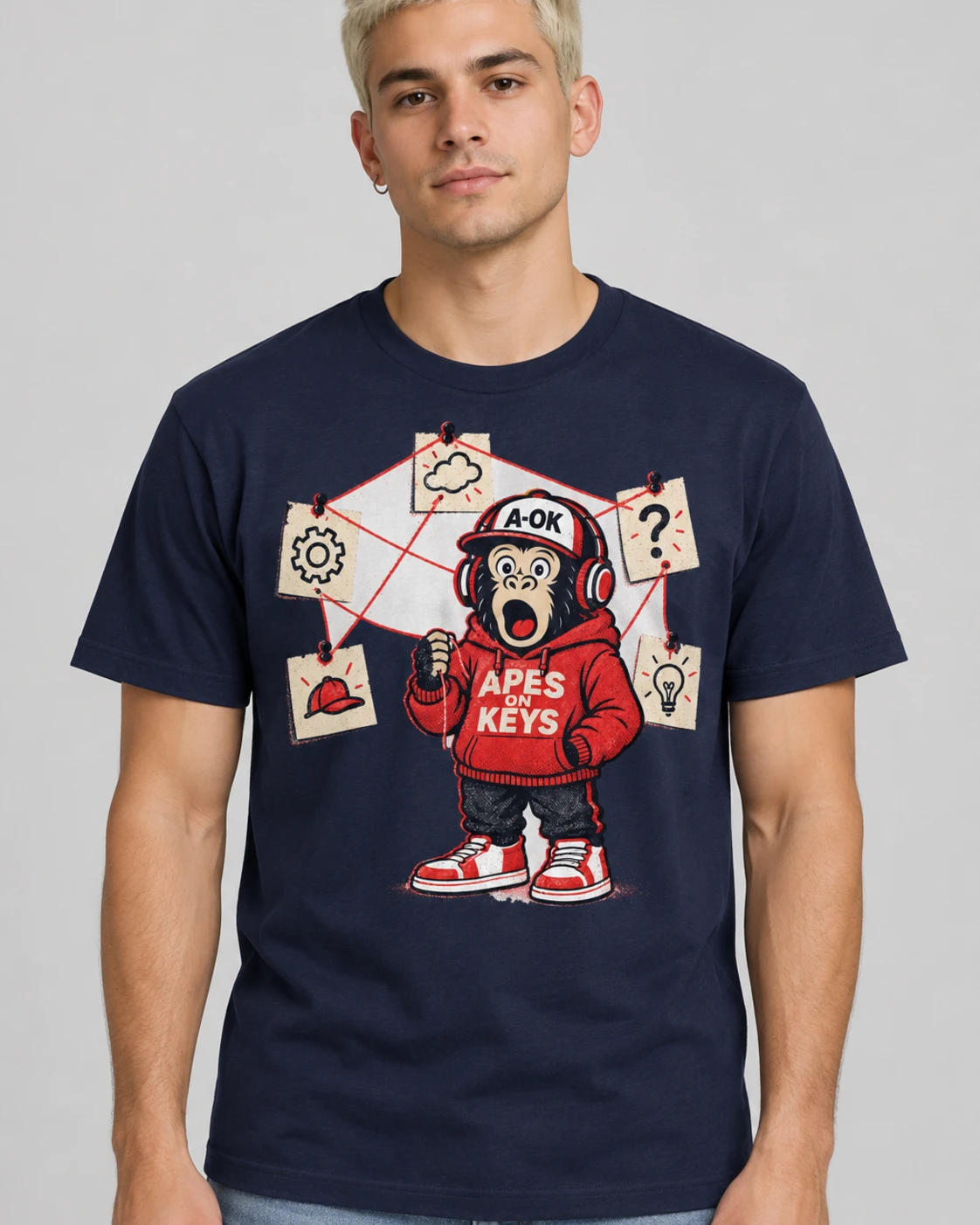Navy A-OK Knowledge Graph Tee, worn by a model