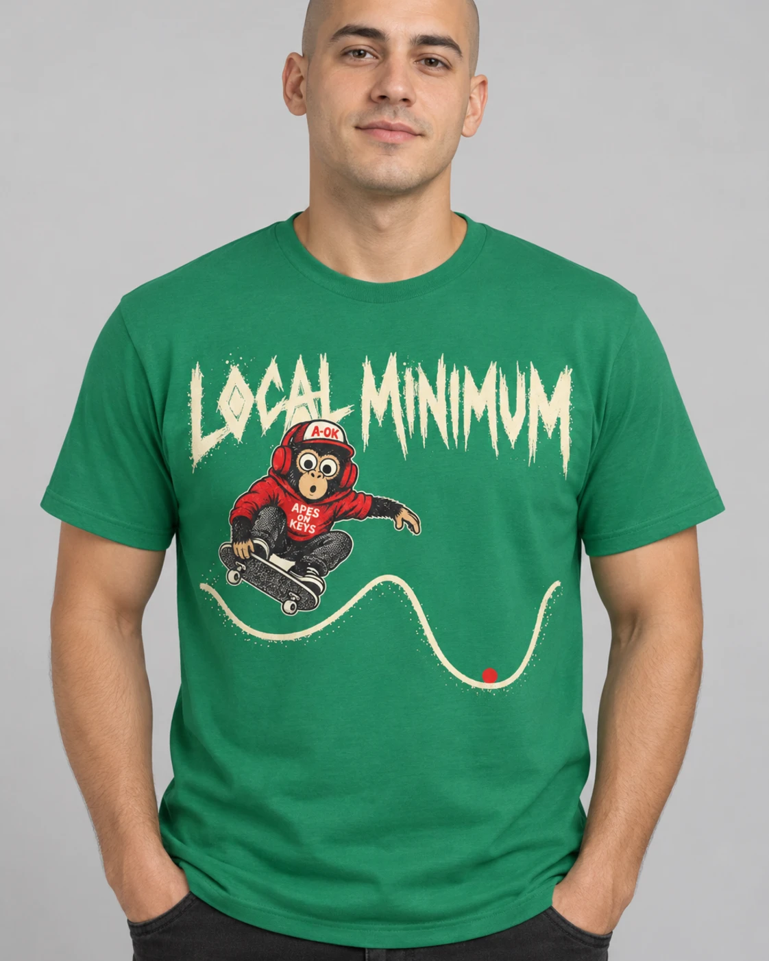 Green A-OK Local Minimum Tee, worn by a model