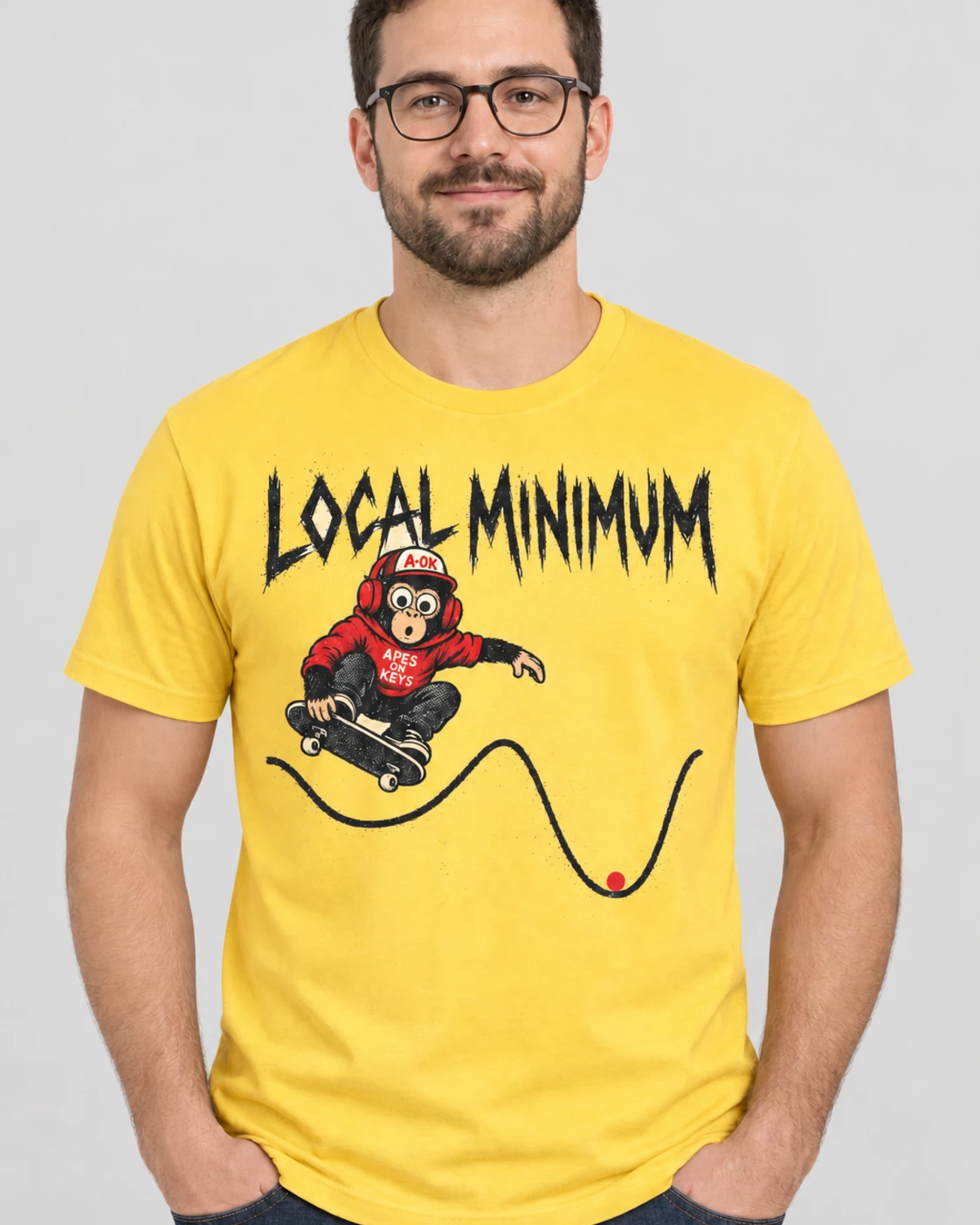 Yellow A-OK Local Minimum Tee, worn by a model