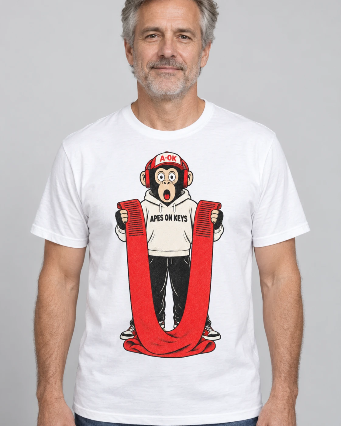 White A-OK Long Context Tee, worn by a model