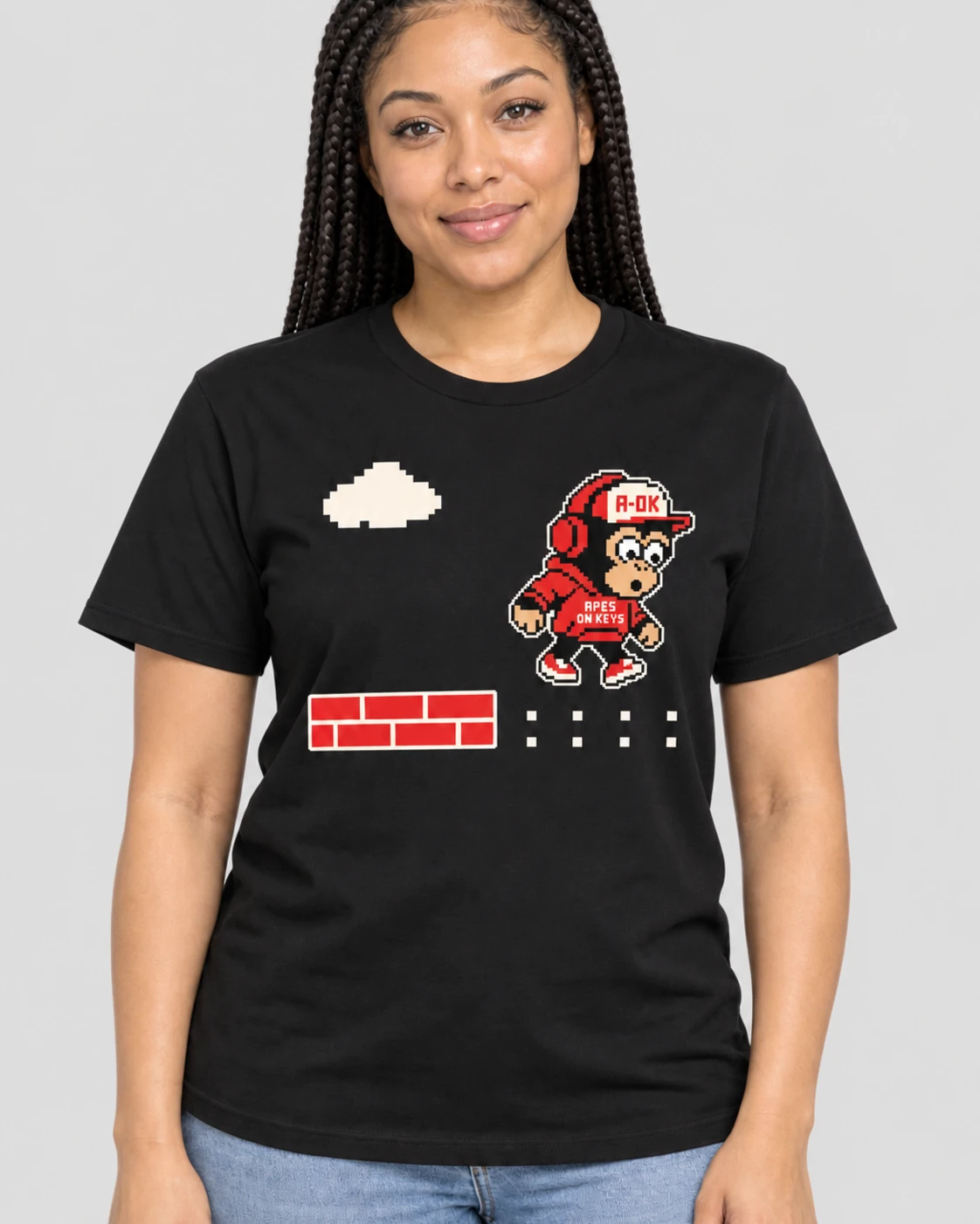 Black A-OK Out of Distribution Tee, worn by a model