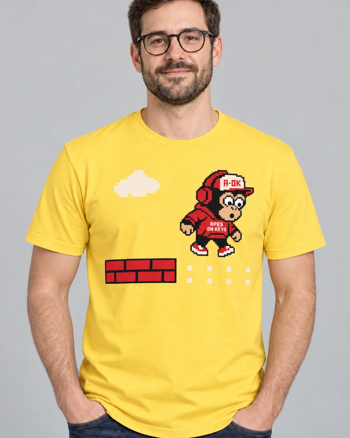 Yellow A-OK Out of Distribution Tee, worn by a model