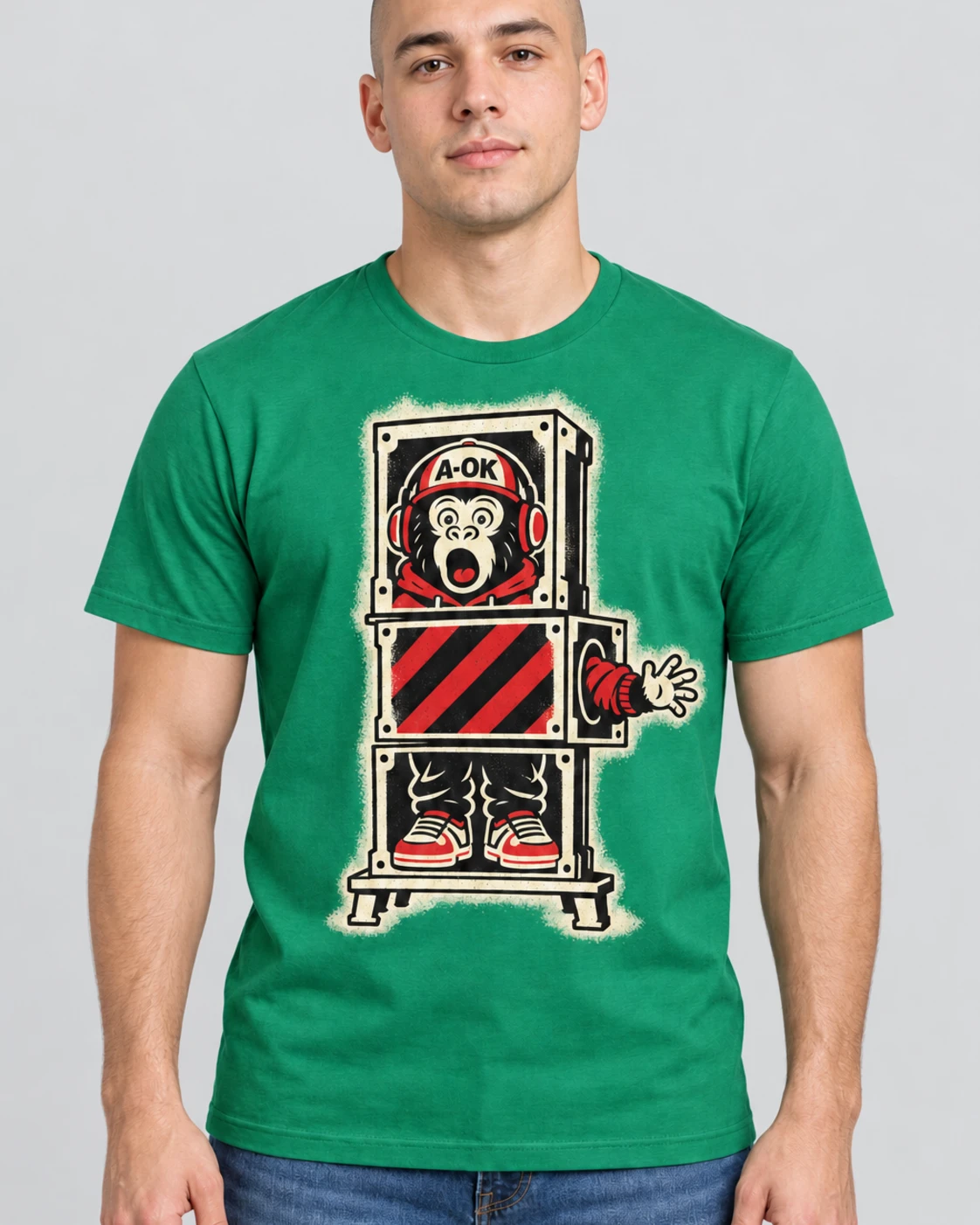 Green A-OK Resharded Tee, worn by a model