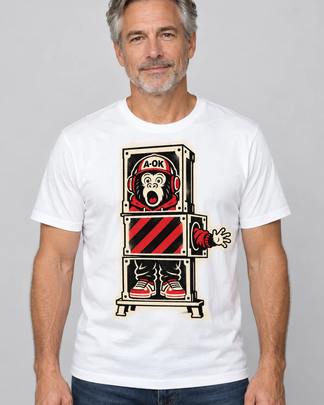 White A-OK Resharded Tee, worn by a model