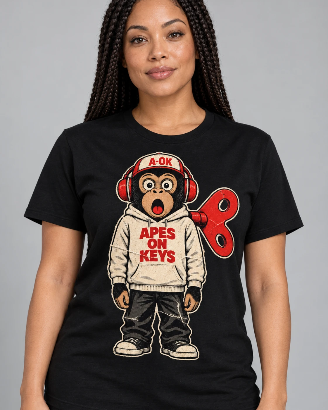 Black A-OK Runtime Tee, worn by a model
