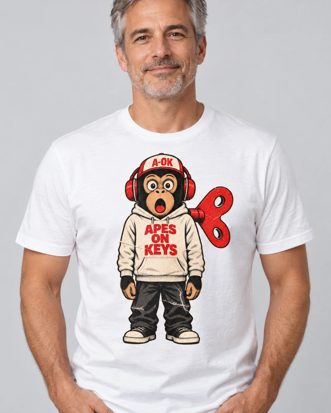 White A-OK Runtime Tee, worn by a model