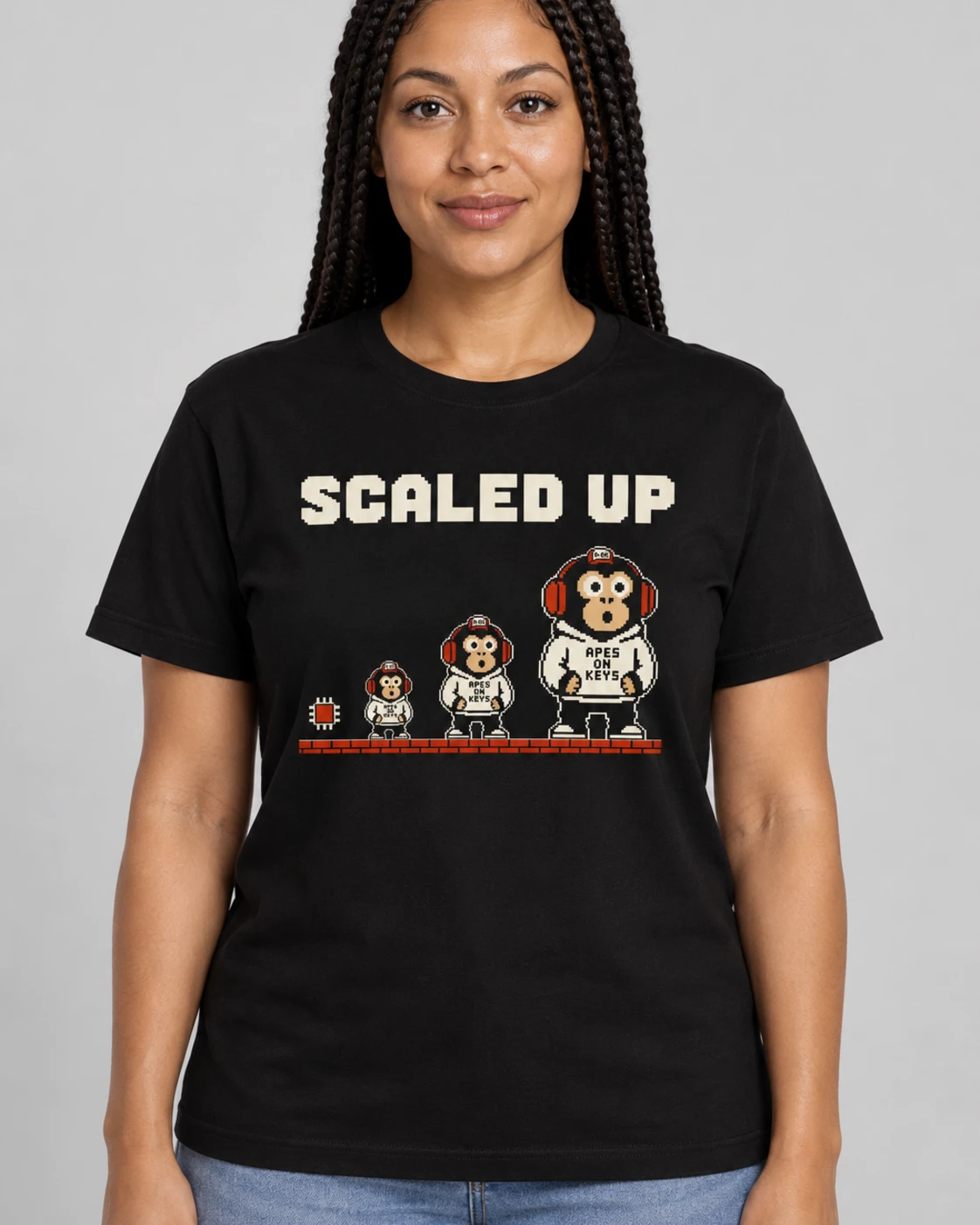 Black A-OK Scaled Up Tee, worn by a model
