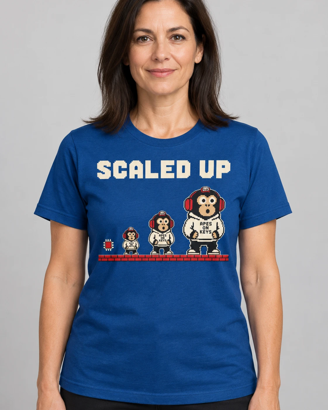 Blue A-OK Scaled Up Tee, worn by a model