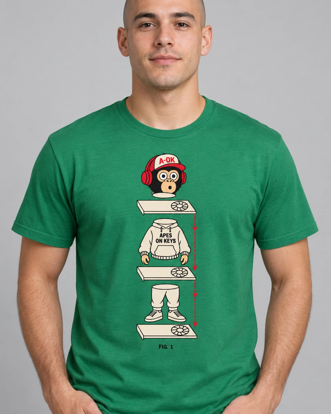 Green A-OK Sharded Tee, worn by a model
