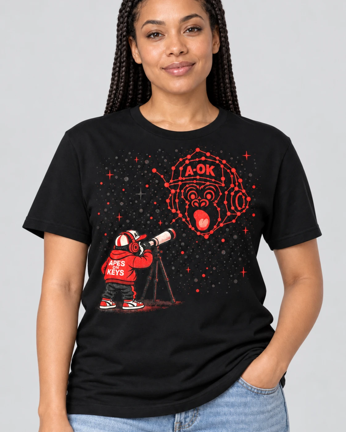 Black A-OK Similarity Search Tee, worn by a model