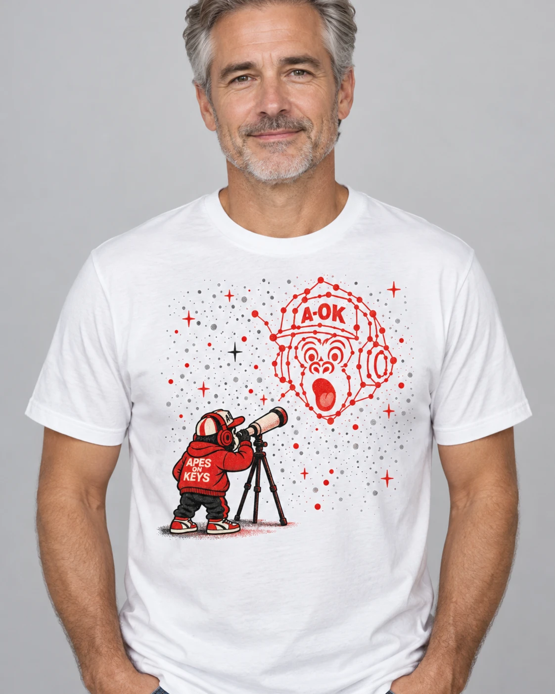 White A-OK Similarity Search Tee, worn by a model