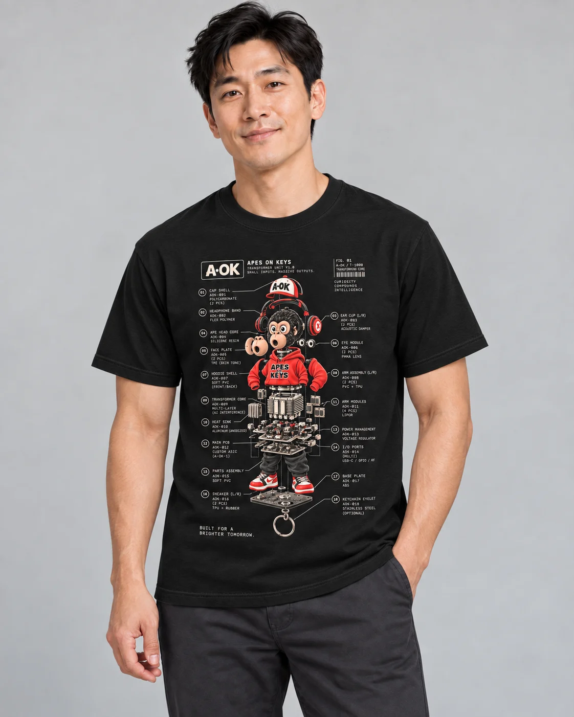 Person wearing the black Transformer Unit tee.