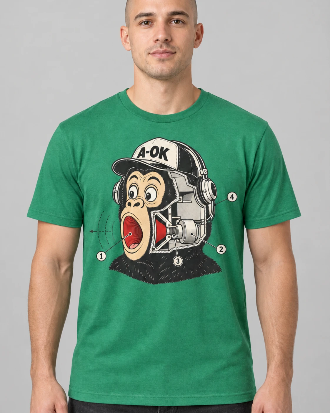 Green A-OK Voice Mode Tee, worn by a model