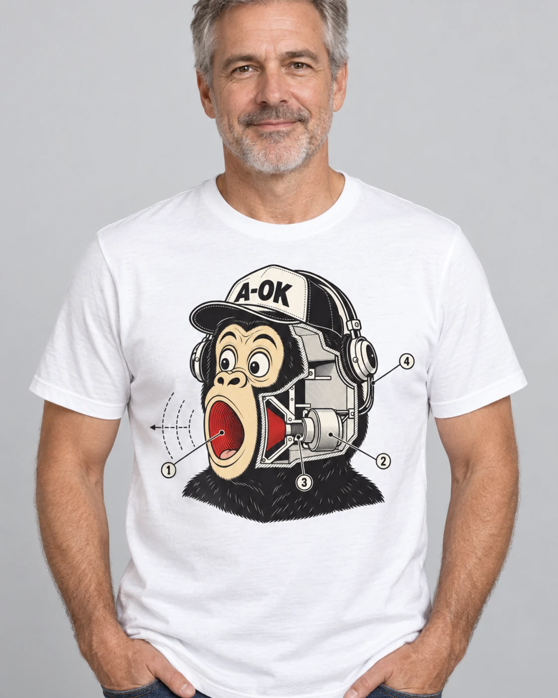 White A-OK Voice Mode Tee, worn by a model